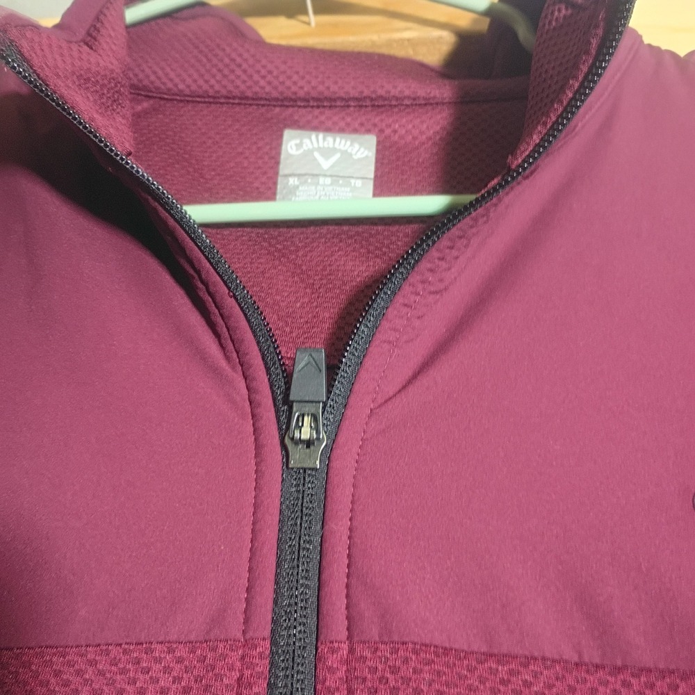 Callaway Quarter Zip Pullover, Mens XL Burgundy Textured Golf Sweater - Picture 15 of 16